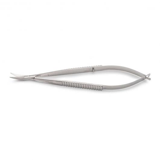 WP28105S, Student Micro Surgery Scissors, Curved Blades, Flat Handle, 15cm, 4mm Cuting edge, Staineless steel